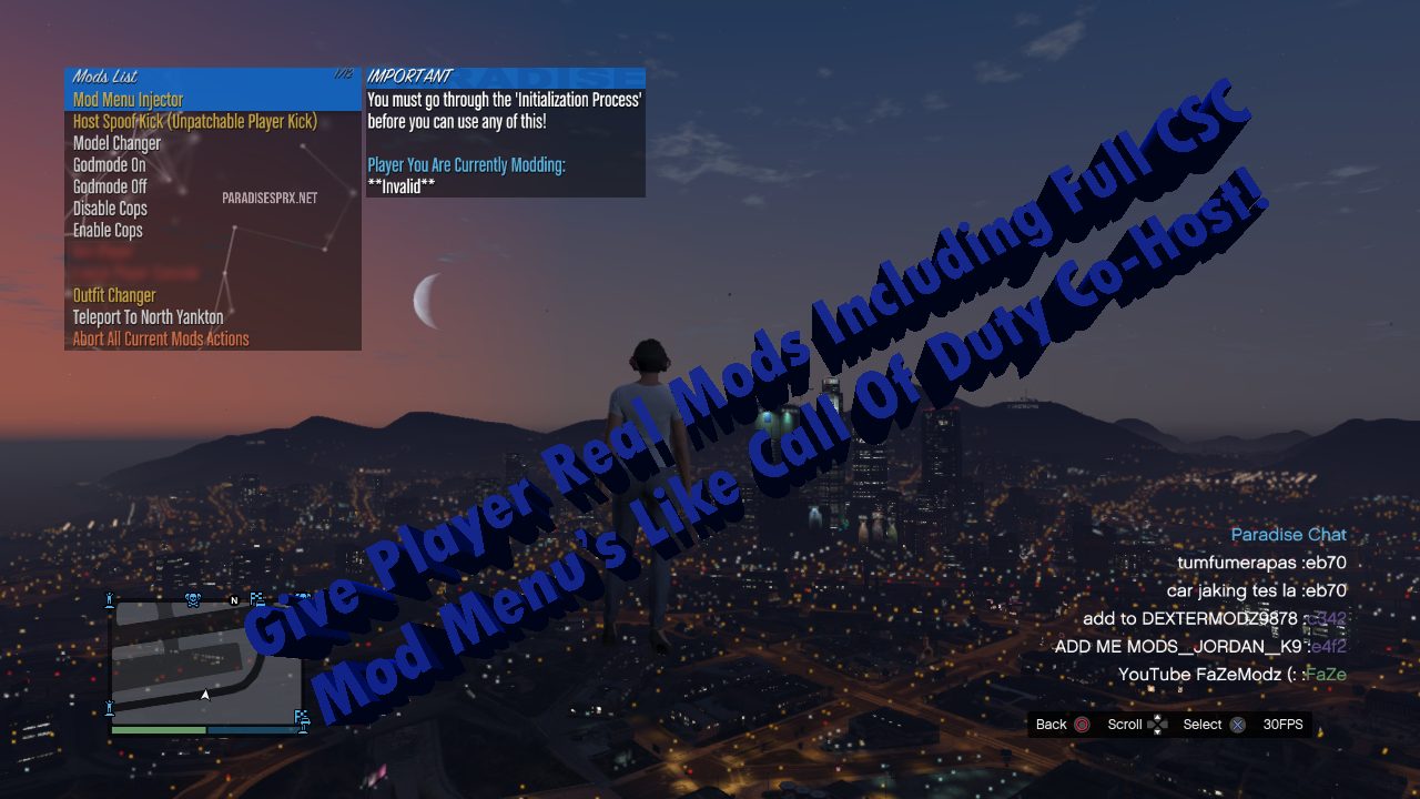 Paradise SPRX menu in GTA V