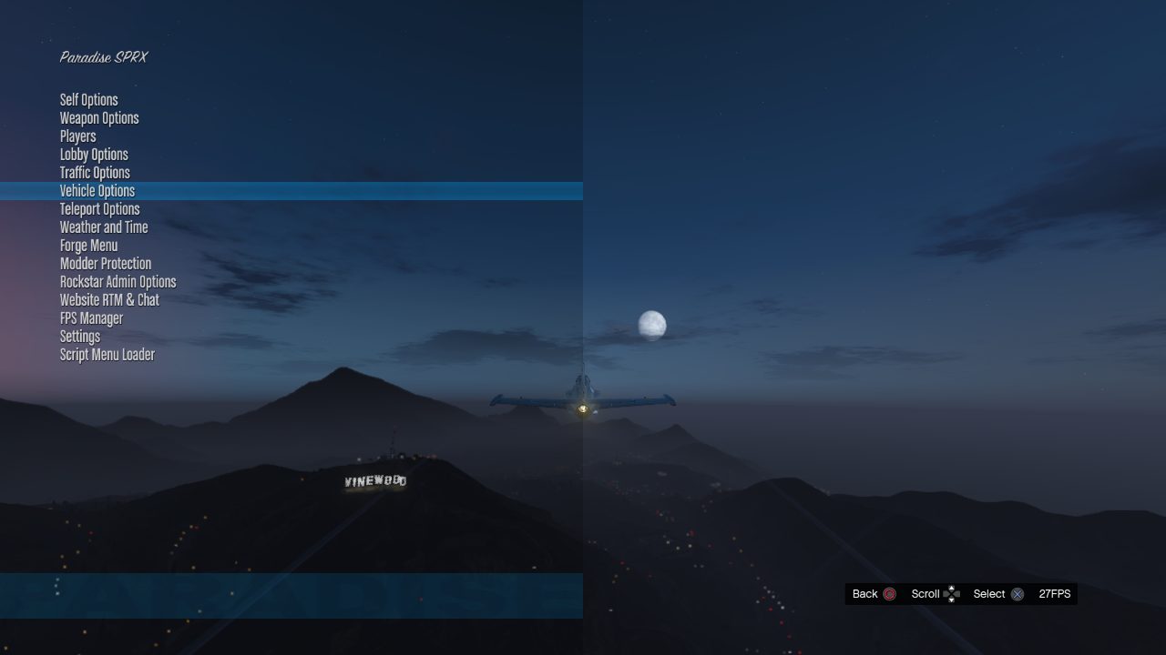 Paradise SPRX menu in GTA V