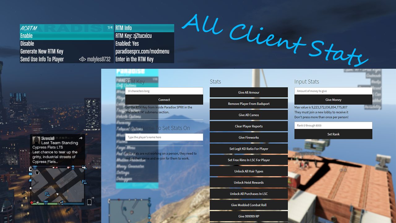 Paradise SPRX menu in GTA V
